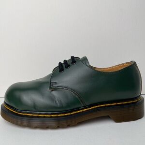 Vintage Dr. Martens Doc England 1925 Green Double Stitch Steel Toe Oxfords UK 4